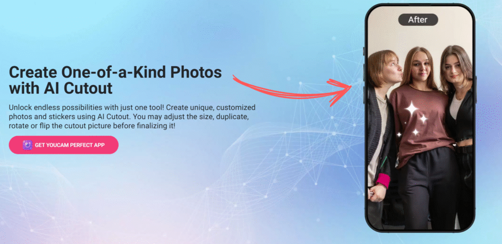 youcam perfect customized stickers using ai cutout