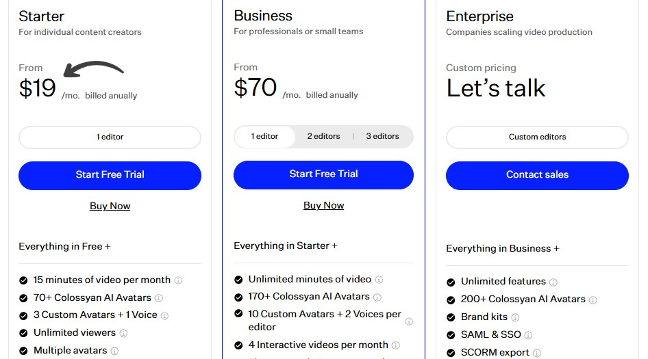 Colossyan Pricing