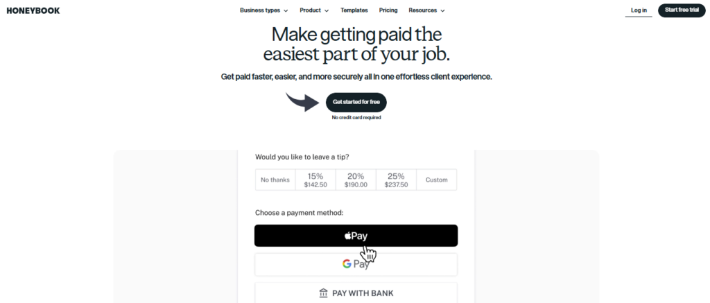 Honeybook Online Payment Tool