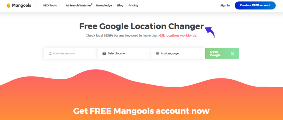 Mangools Google Location Changer