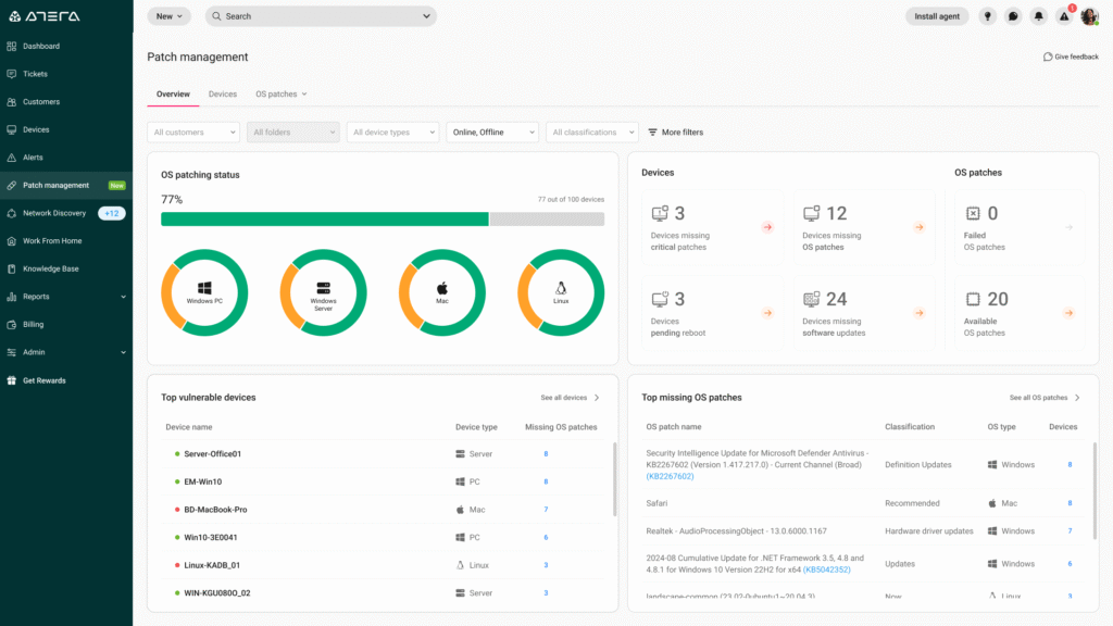 Atera Patch management Dashboard