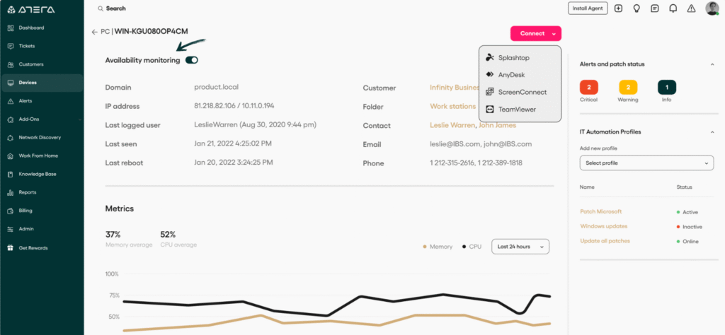 Atera Remote Access Feature