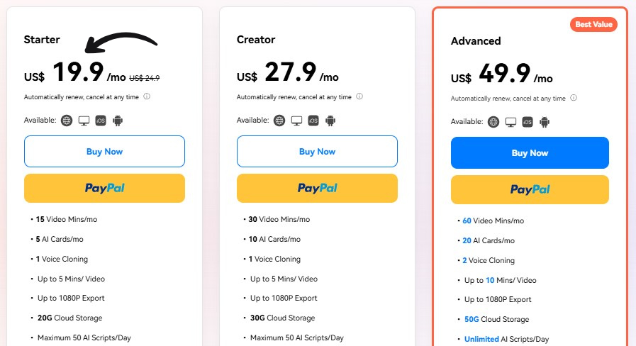 Virbo Pricing