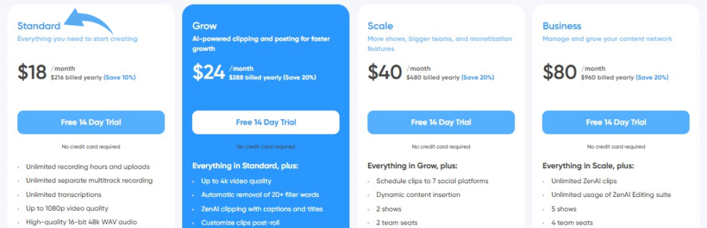 Zencastr Pricing