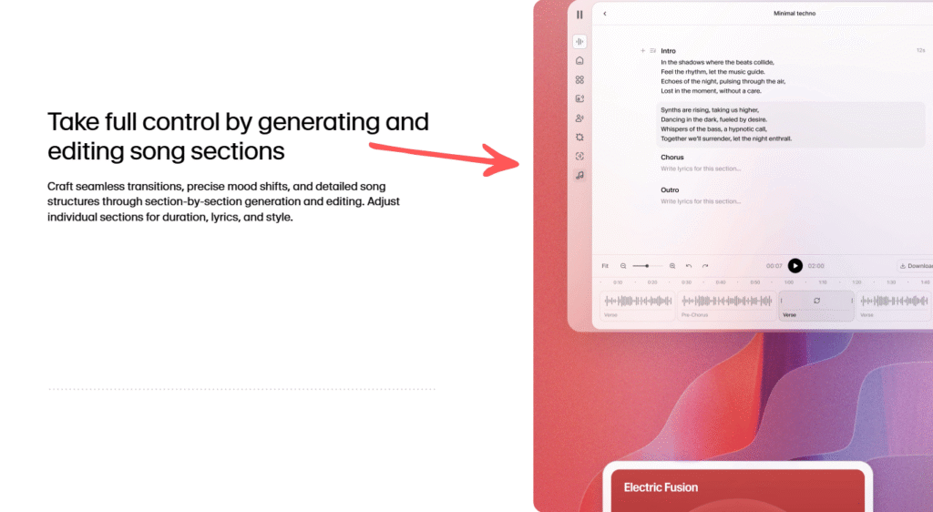 Eleven music generating & editing music sections