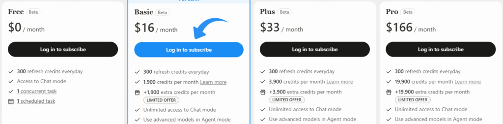 Manus AI Pricing