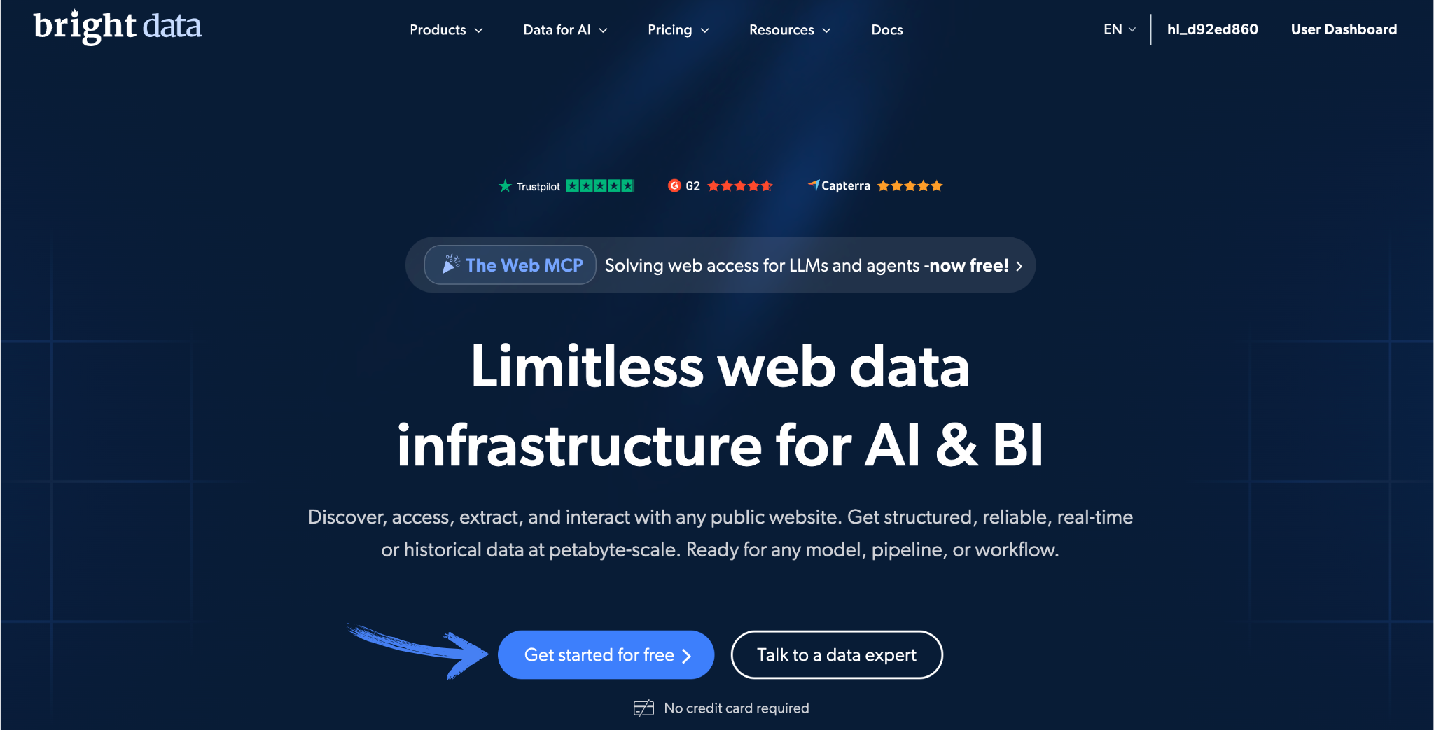 Bright Data homepage