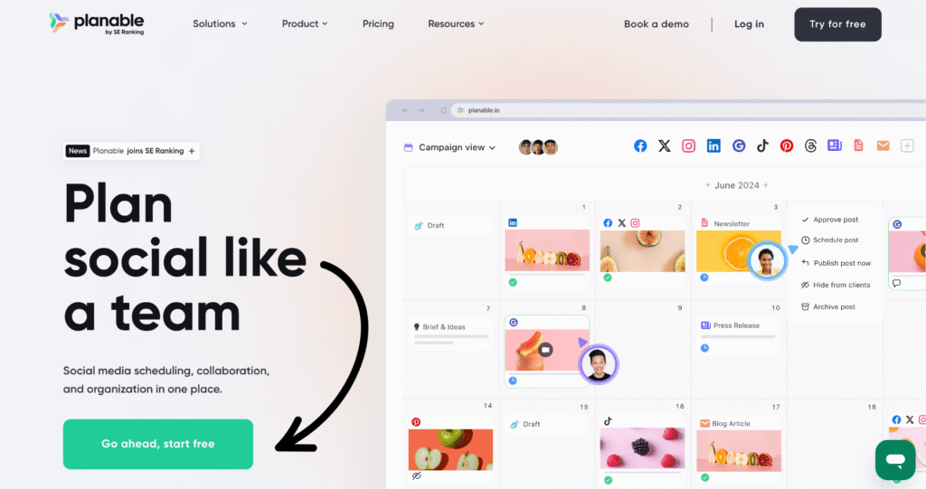 planable homepage