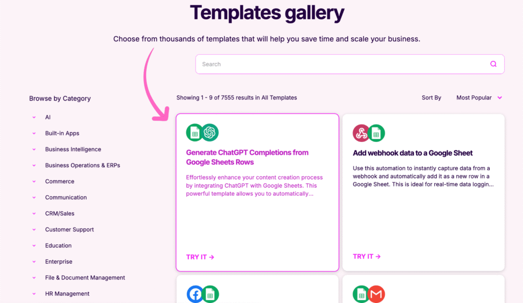 make Templates gallery