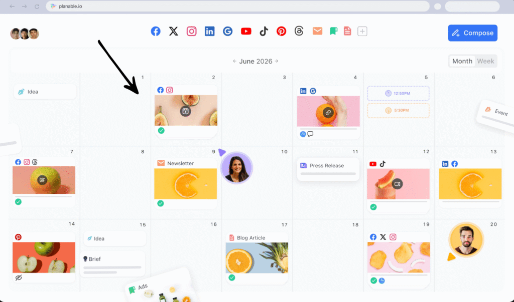planable collaborative marketing calendar