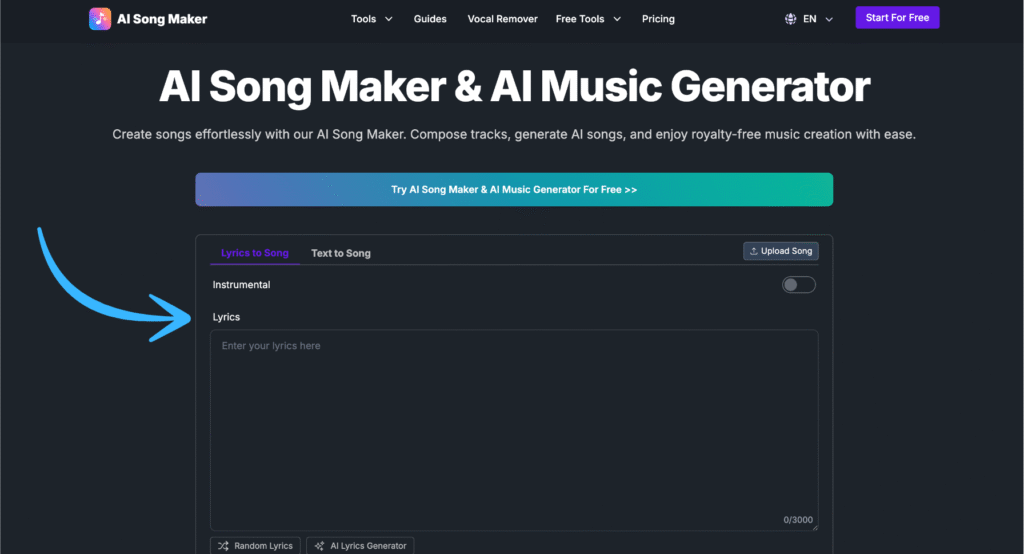 ai music maker ai song maker homepage
