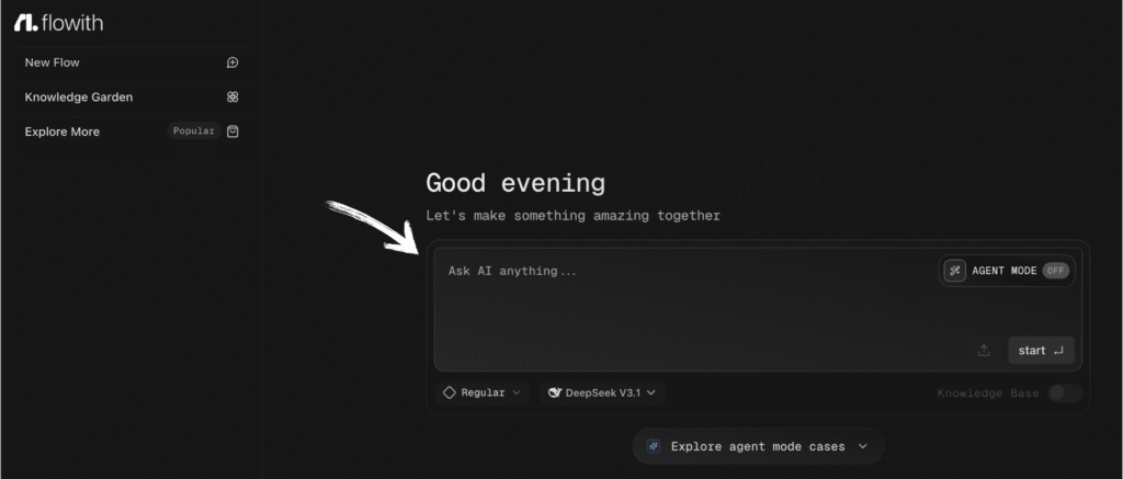 Flowith homepage