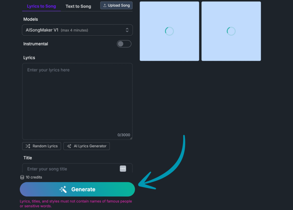 ai music maker lyrics to song