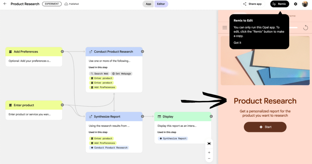 google opal product research
