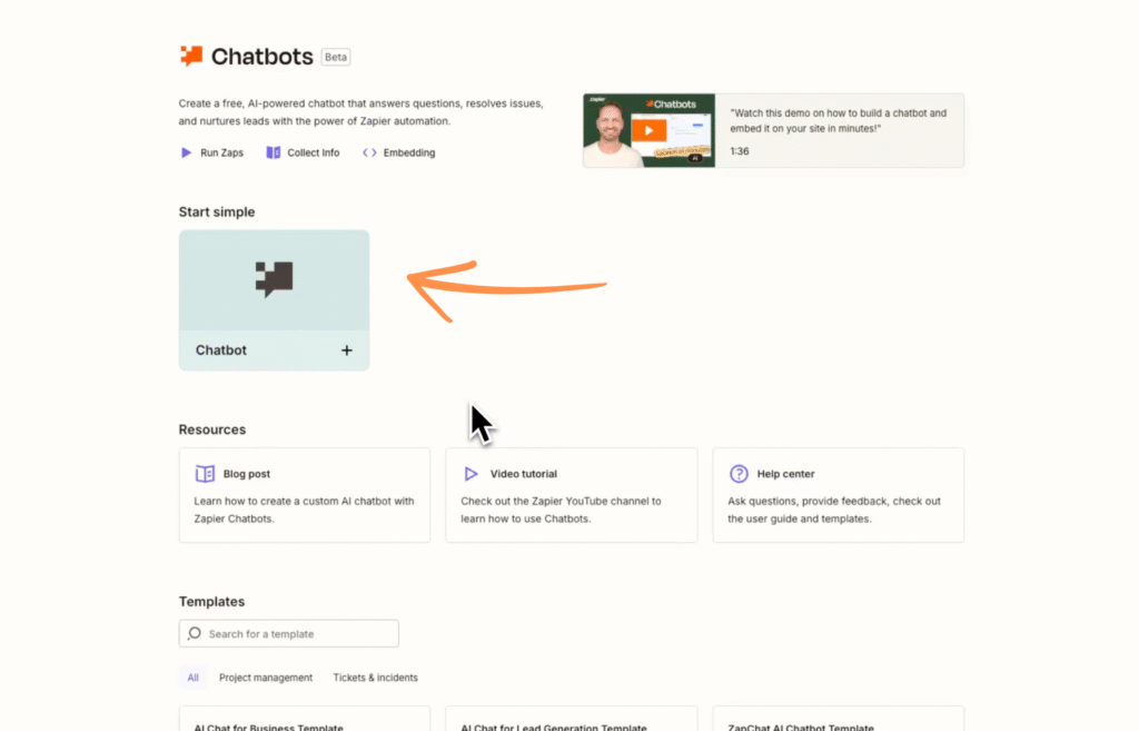 zapier free AI chatbot