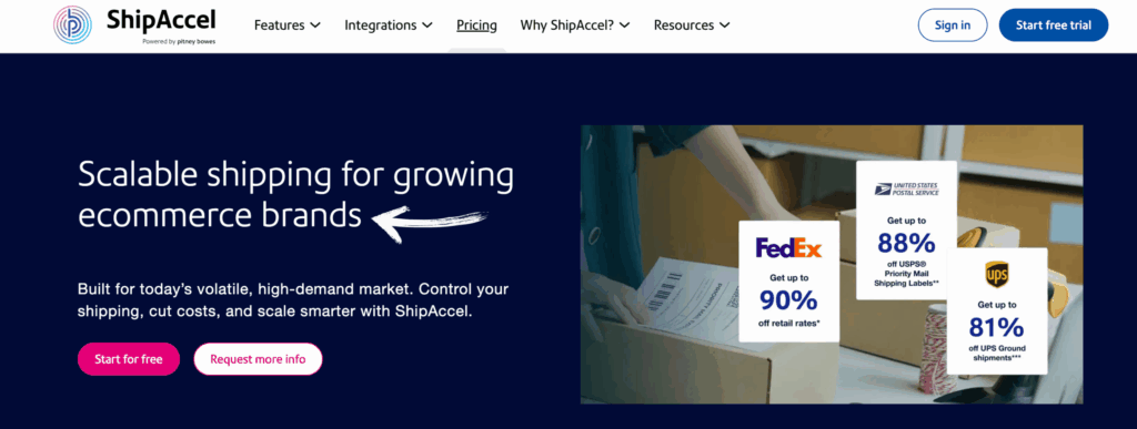Shipaccel Review: Best for eCommerce Shipping in 2025? 3 Shipaccel Homepage