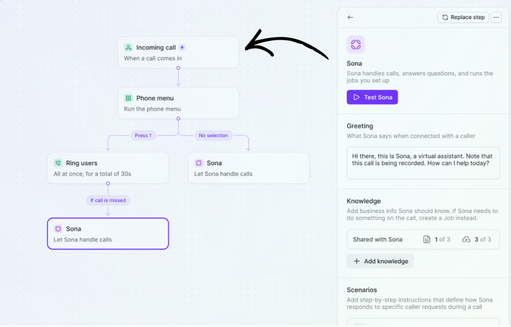 quo Phone menu & routing