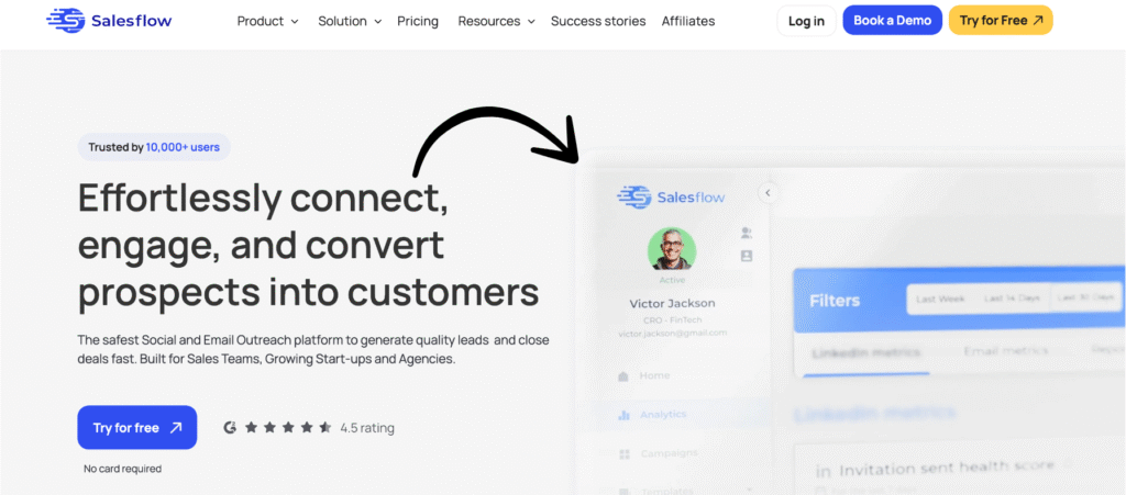 Salesflow Review: Best Cloud-Based LinkedIn Outreach in 2025? 3 salesflow homepage