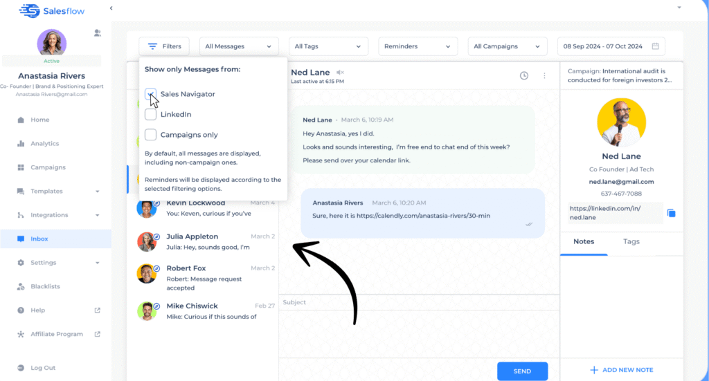 Salesflow Review: Best Cloud-Based LinkedIn Outreach in 2025? 9 salesflow inbox