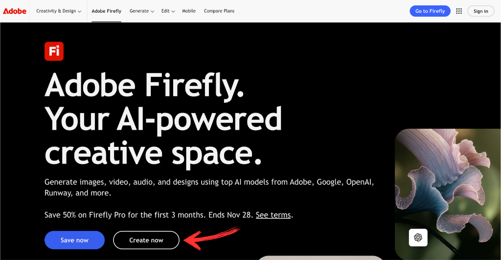 Adobe Firefly Review: Free Generative AI for Creatives in 2025 3 Adobe Firefly homepage