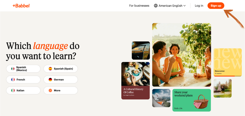 Babbel homepage