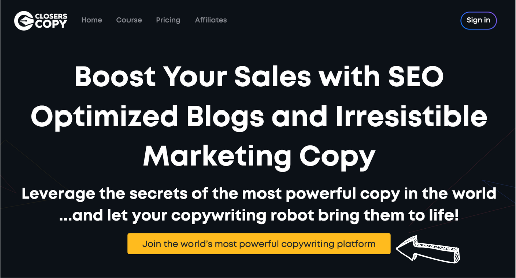 ClosersCopy homepage