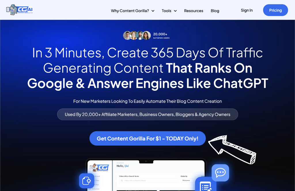 Content Gorilla homepage