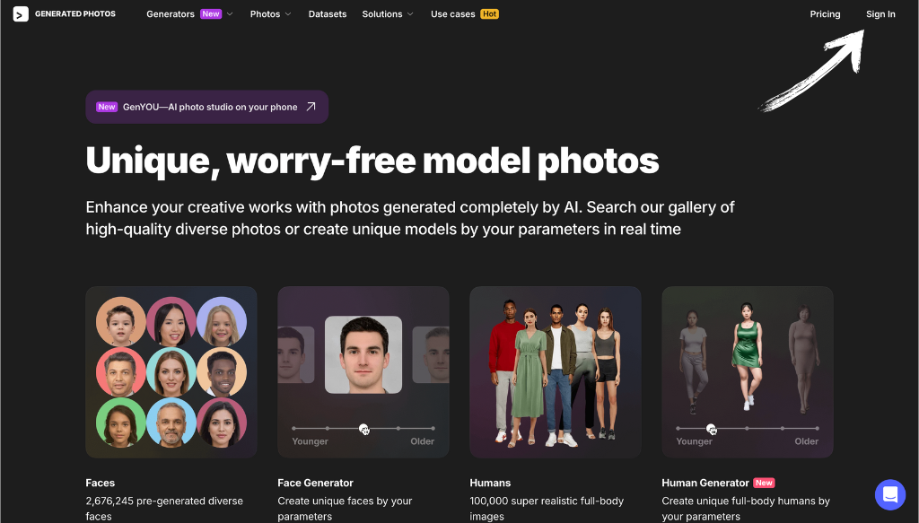 Generated Photos Review: Worry-Free Model Photos in 2025 3 Generated Photos homepage