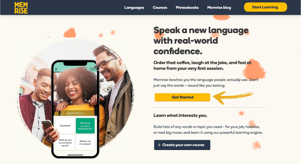 Memrise homepage