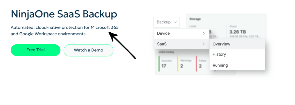 NinjaOne SaaS Backup