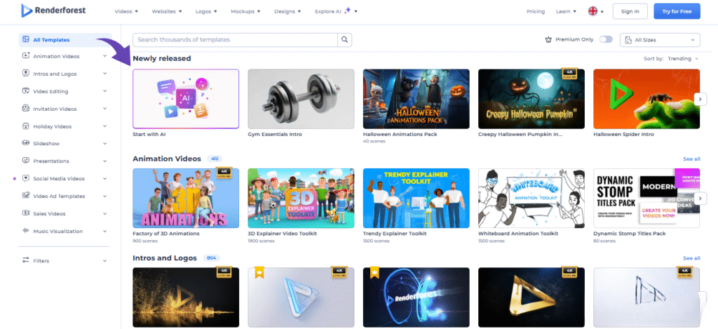 Renderforest Pre Made Templates