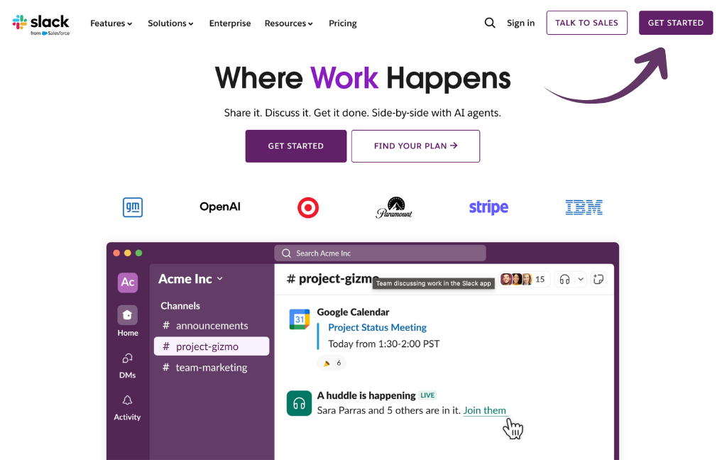 Slack Review: Best AI Work Manager in 2025 3 Slack homepage
