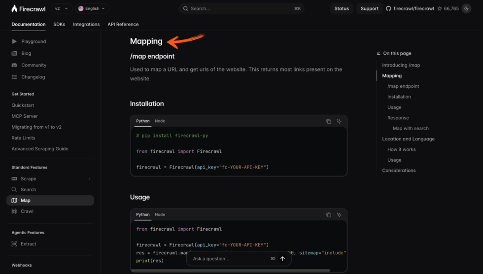 Firecrawl Map Feature