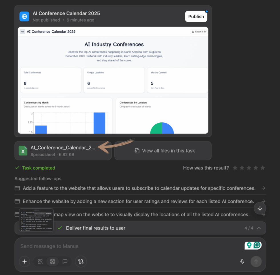 Manus AI Spreadsheet Generator