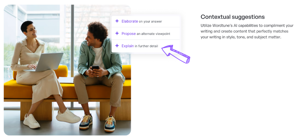 Wordtune contextual suggestions
