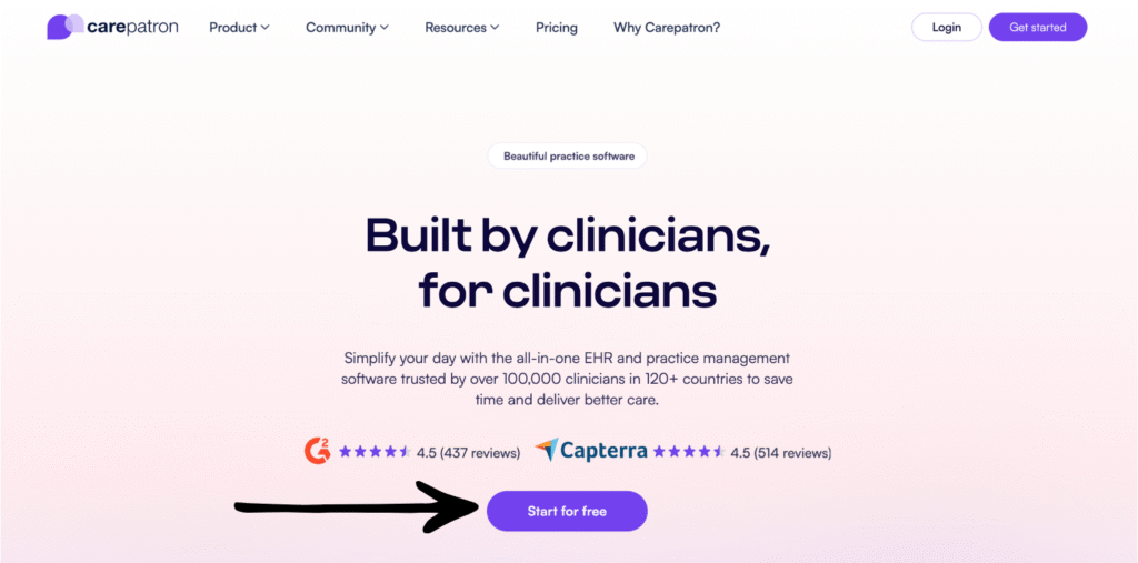 carepatron homepage
