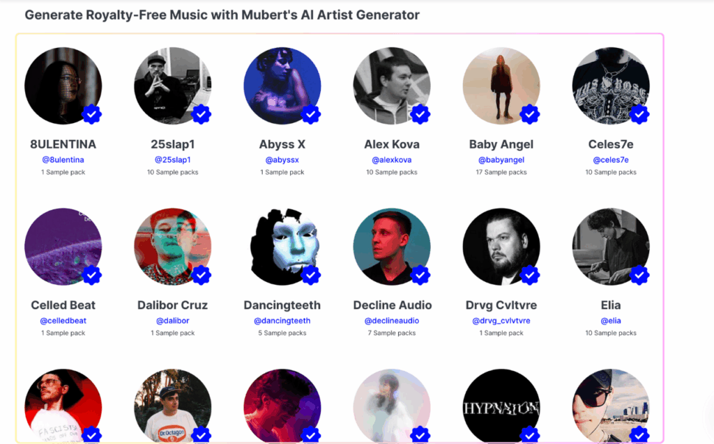 mubert AI Artist Generator