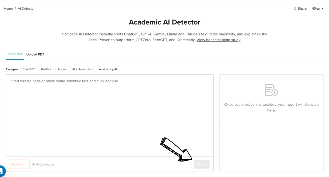 SciSpace AI Detector results