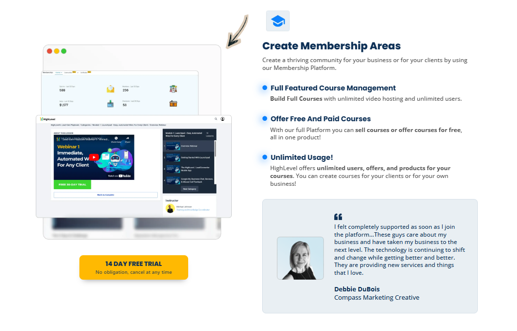 GoHighLevel Create Membership Areas