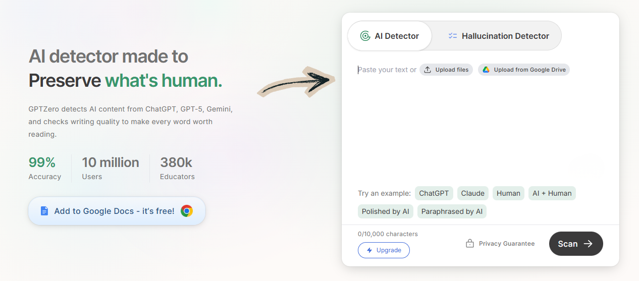 GPTZero Advanced AI Scan