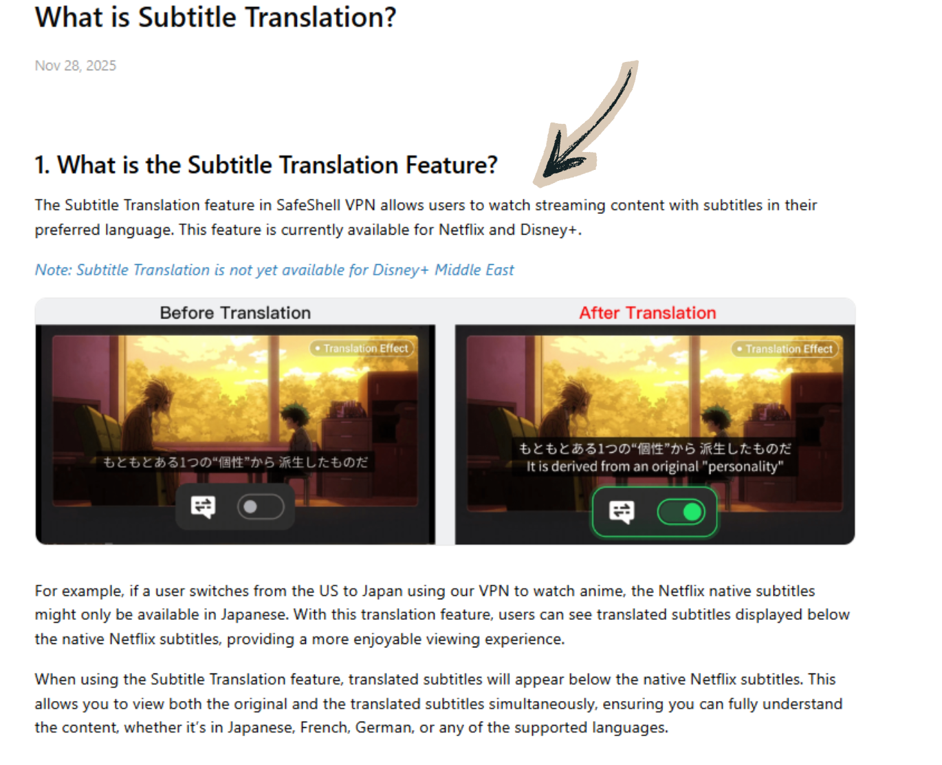 SafeShell Subtitle Translation