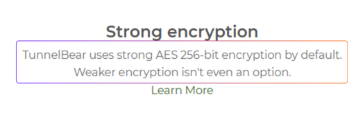 TunnelBear Strong encryption