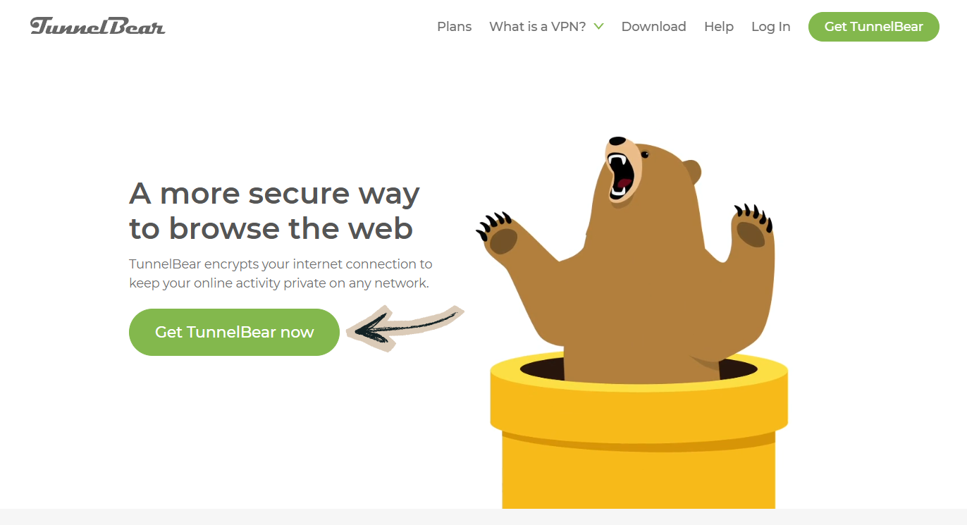 TunnelBear homepage