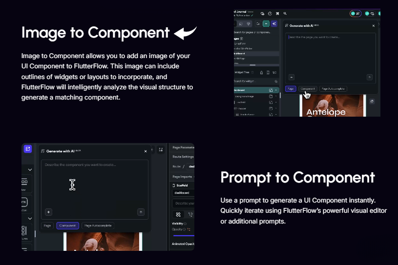 FlutterFlow AI Image to Component Image