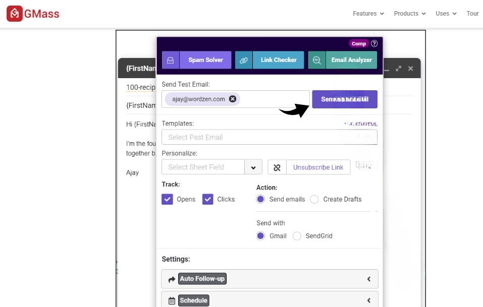 Gmass Email Analyzer Image