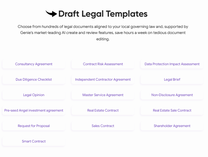 Genie AI Legal Templates Image