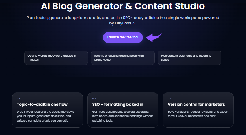 Heyboss AI Free Blog Post Generator Image