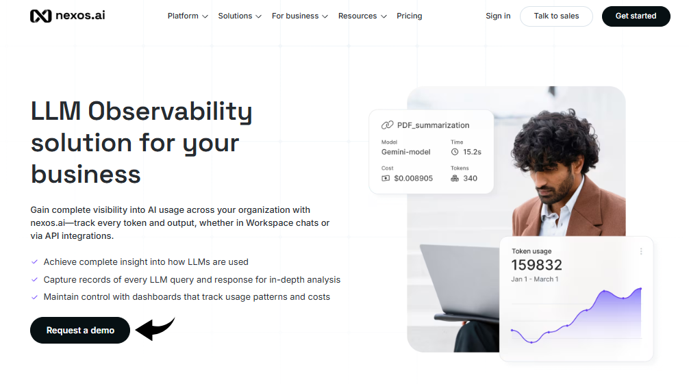 Nexos AI LLM Observability Solution Image