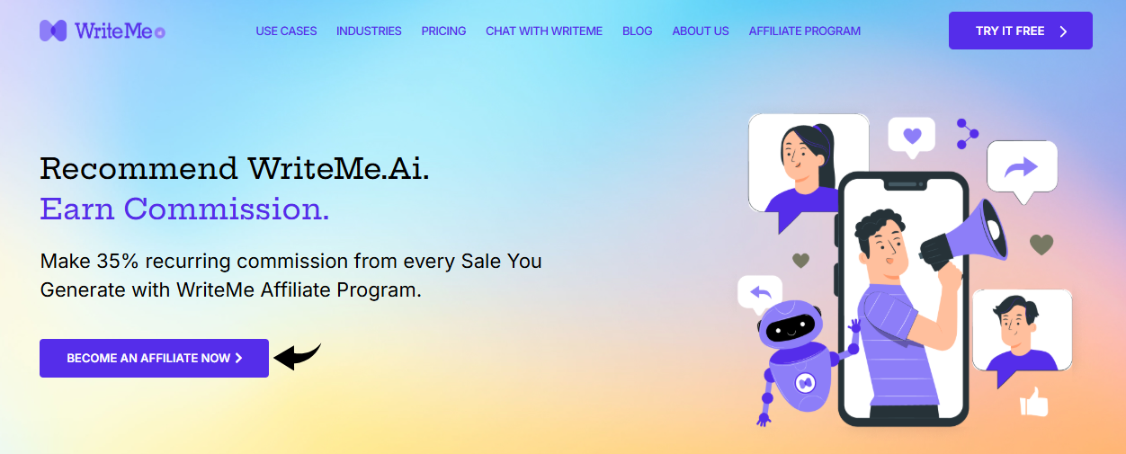 WriteMe Affiliate Partnership Image