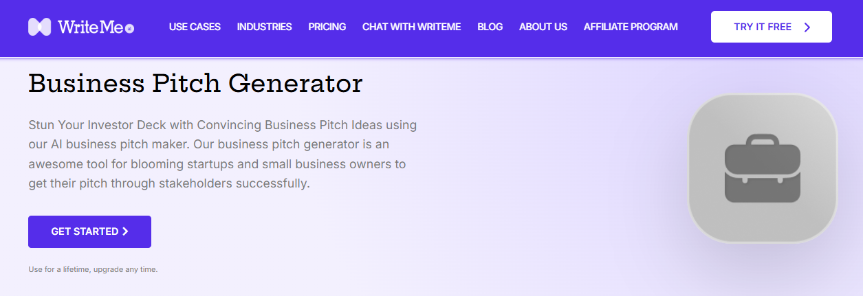 WriteMe Business Pitch Generator Image